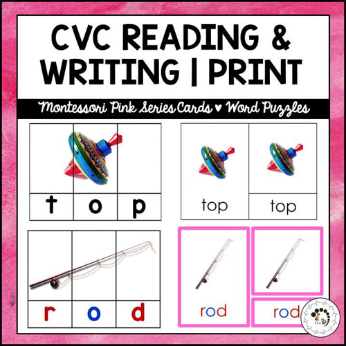 CVC Words Pink Series Reading Writing Print Montessori Nature