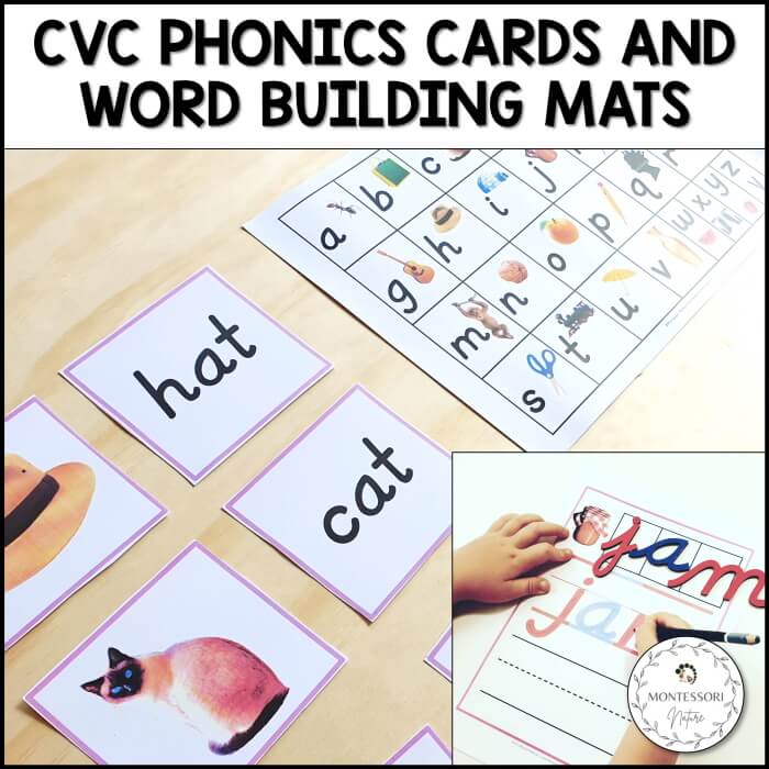 CVC Word Building and Reading Practice Montessori Nature Printable