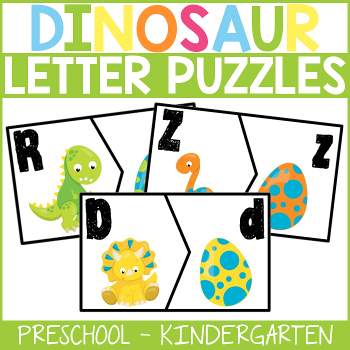 Dinosaur Letter Puzzles for Kindergartners